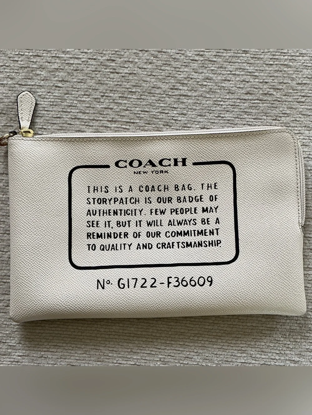 Coach Ivory Logo Print Zip Pouch